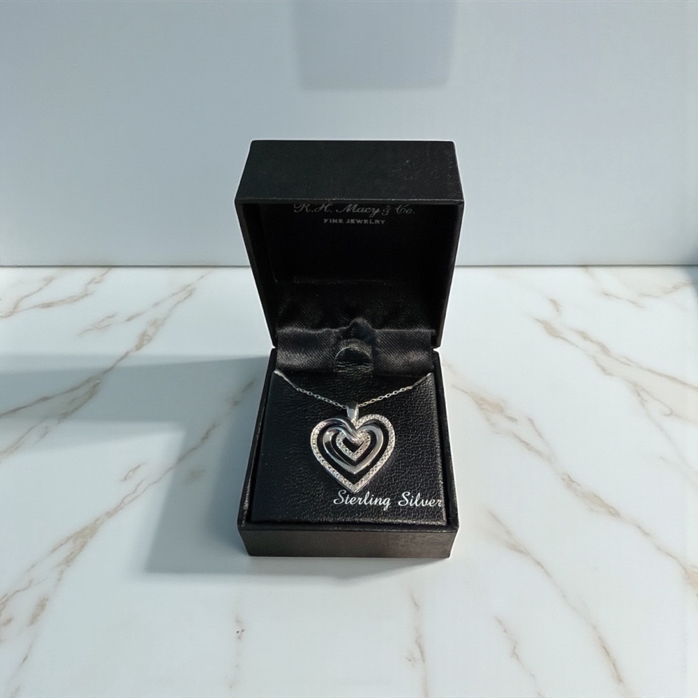 Macy's Sterling Silver Double Heart Necklace